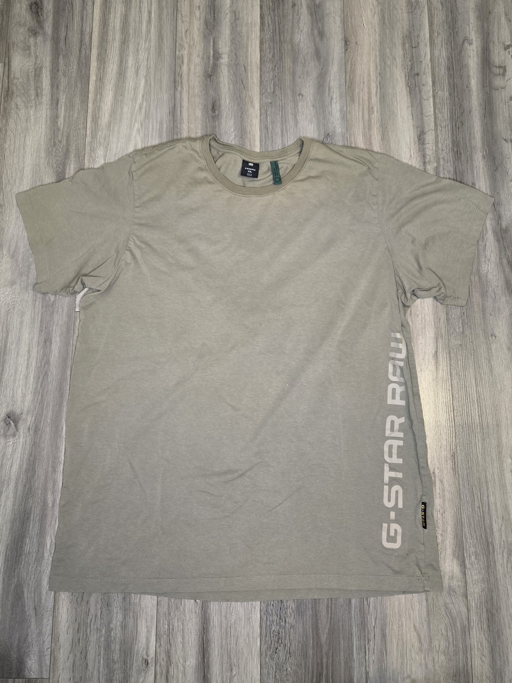 G-Star Short Sleeve Tee in Olive Green with Side Logo
